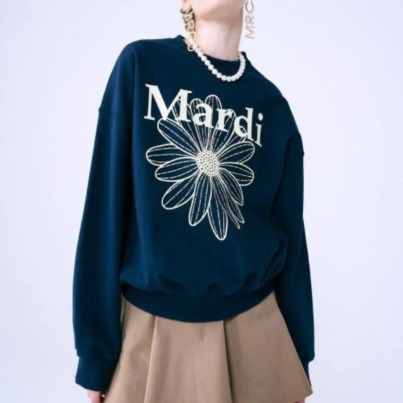 本周人氣代購產品推介4 - 韓國 Mardi Mercredi 刺繡雛菊衛衣（深藍色）