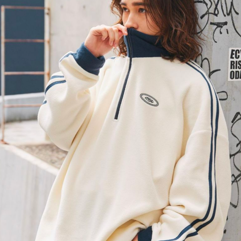 ZOZOTOWN Recommended Items 3. MSG - Oversized Half-Zip Fleece/Sweat Pullover in Ivory