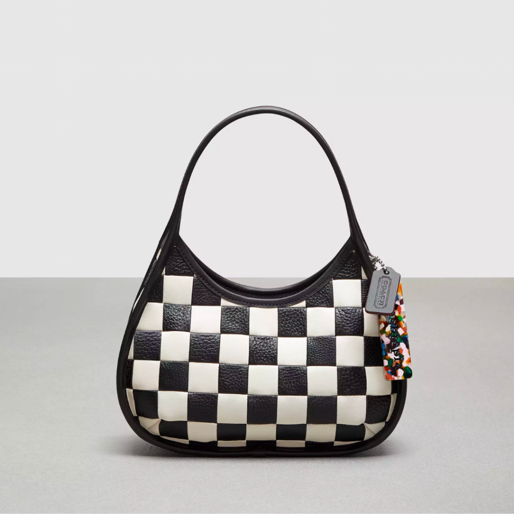 Ergo Bag In Checkerboard Patchwork Upcrafted Leather in Black