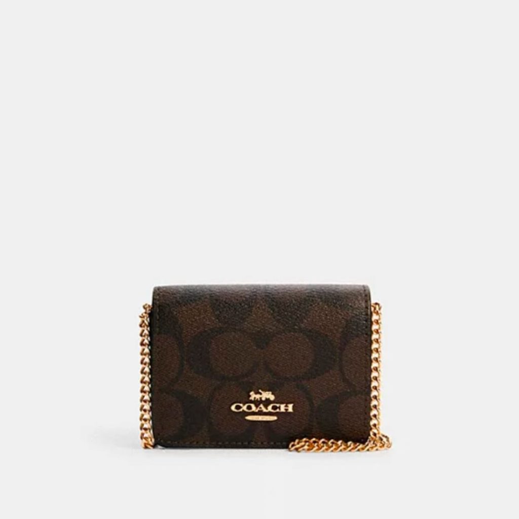 Coach - Mini Wallet On A Chain In Signature Canvas