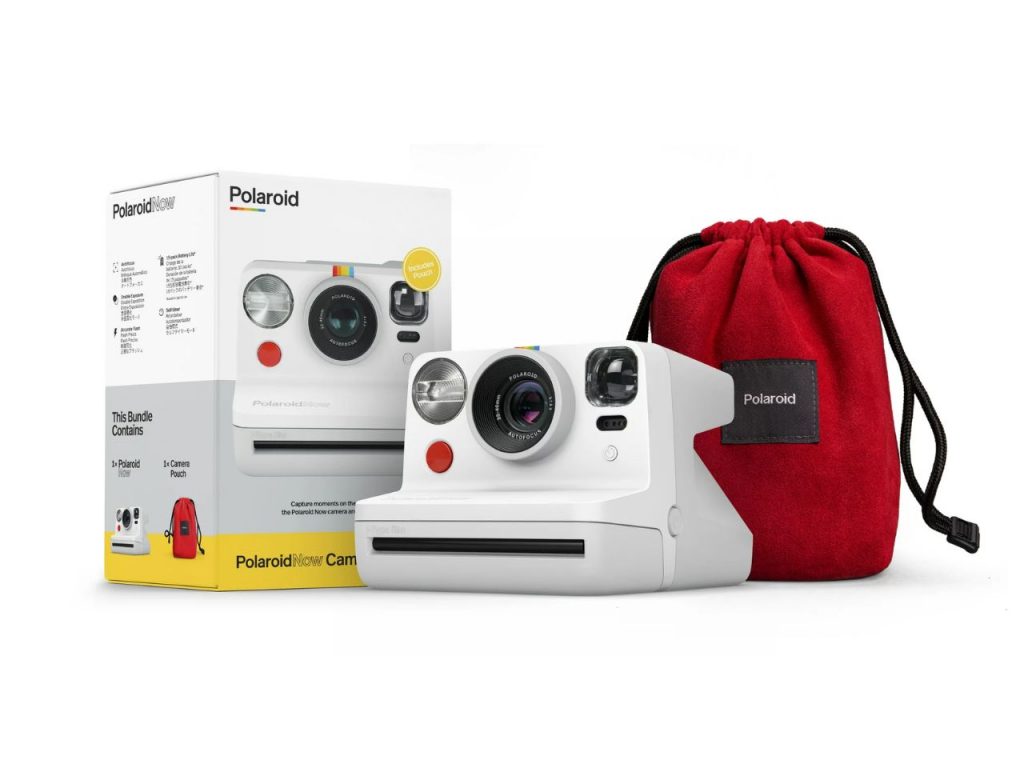 Polaroid Now Bundle with White Camera and Red Travel Pouch (6092) 