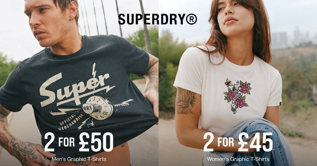 Superdry英國官網冬季服飾清貨，男女上衣T-shirt、短褲、外套等夏季服飾特價，低至3折！