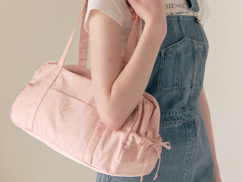 rolarola 粉紅色緞帶行李袋