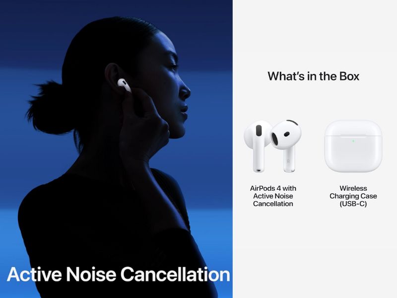 Apple AirPods 4 Wireless Earbuds, Bluetooth Headphones, with Active Noise Cancellation