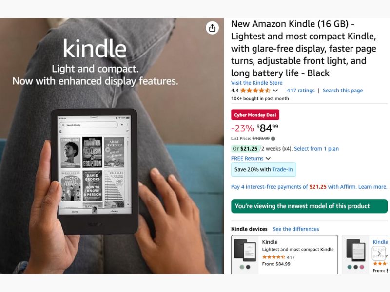 New Amazon Kindle (16 GB) - Lightest and most compact Kindle