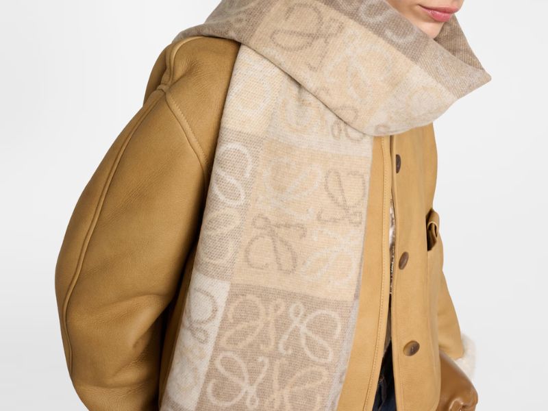 LOEWE - Scarf in wool and cashmere White/Beige